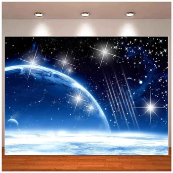 Güzel Galaxy Arka Plan Mavi Yıldız Parlaklık Fotoğraf Backdrop Tema Parti Duvar Kağıdı fotoğraf kabini Sahne Afiş Afiş