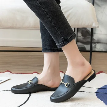 Kadın Muller Ayakkabı, kadın Sivri Burun Küçük yarım ayakkabı, Modern Terlik, Rahat Düz dipli Sonbahar Terlik