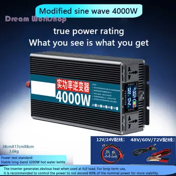 Ücretsiz kargo Modifiye sinüs dalga invertör gerçek güç olmayan sanal işareti 3500W 4000W DC 12/24/48/60 / 72V AC 220V güneş araç invertörü